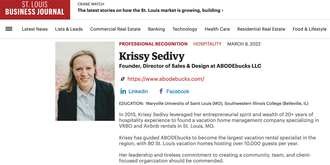 thumbnail for Krissy Sedivy // St. Louis Business Journal